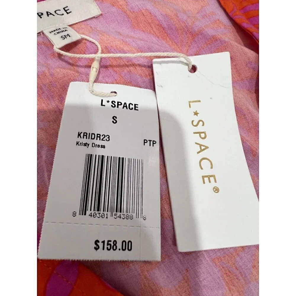 New L Space Size SM Kristy Long Sleeve Faux-Wrap Cover-Up Dress Path To Paradise